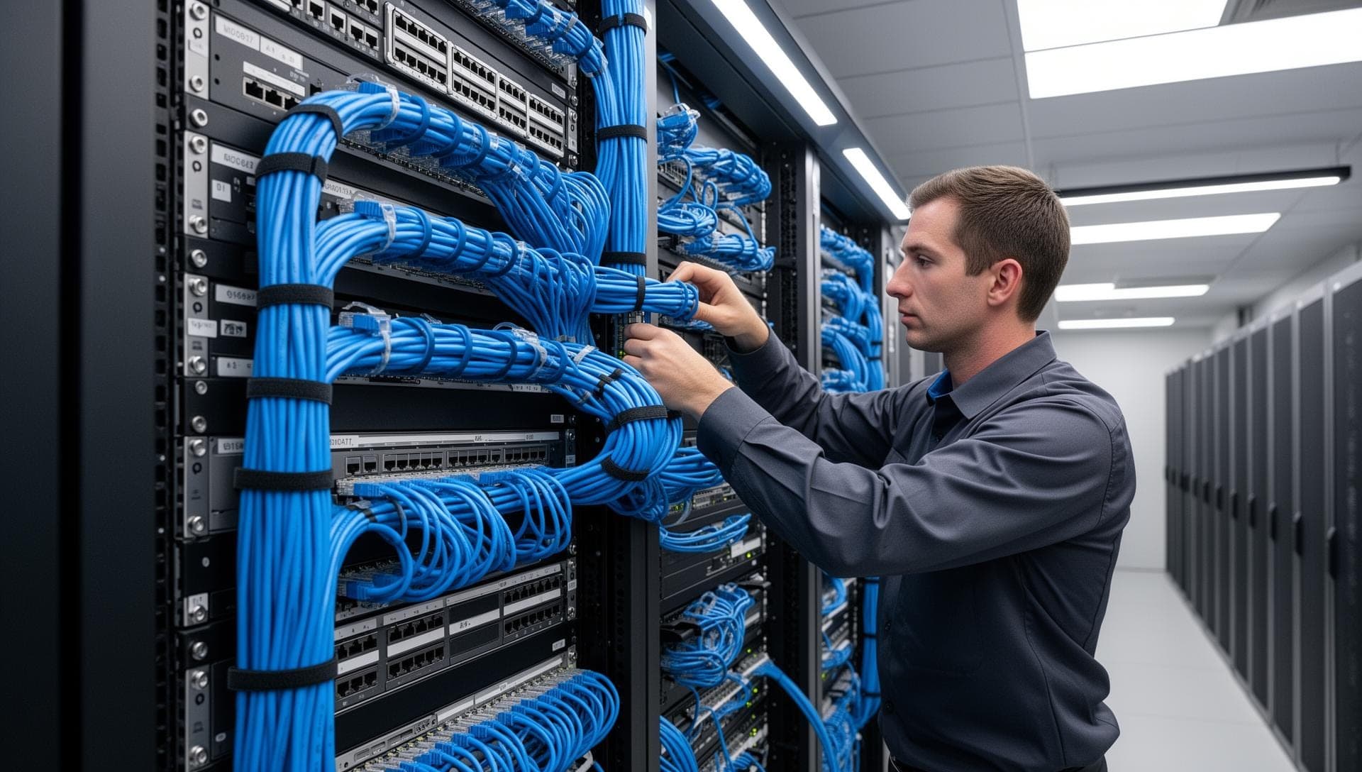 Professional network cabling installation by Techcare Networks engineers
